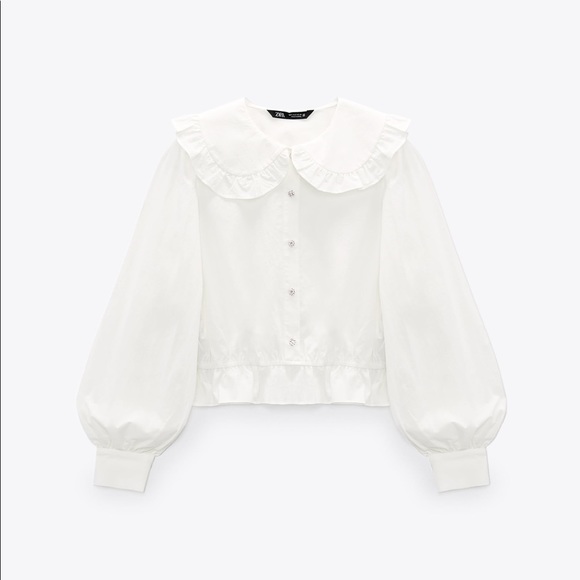 Zara Tops - {Zara} Lolita Jewel Button Cotton Blouse